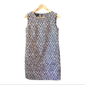 Paperwhite Jacquard Shift Dress Blue Sleeveless Size 2 XS Old Money